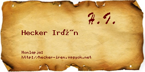 Hecker Irén névjegykártya